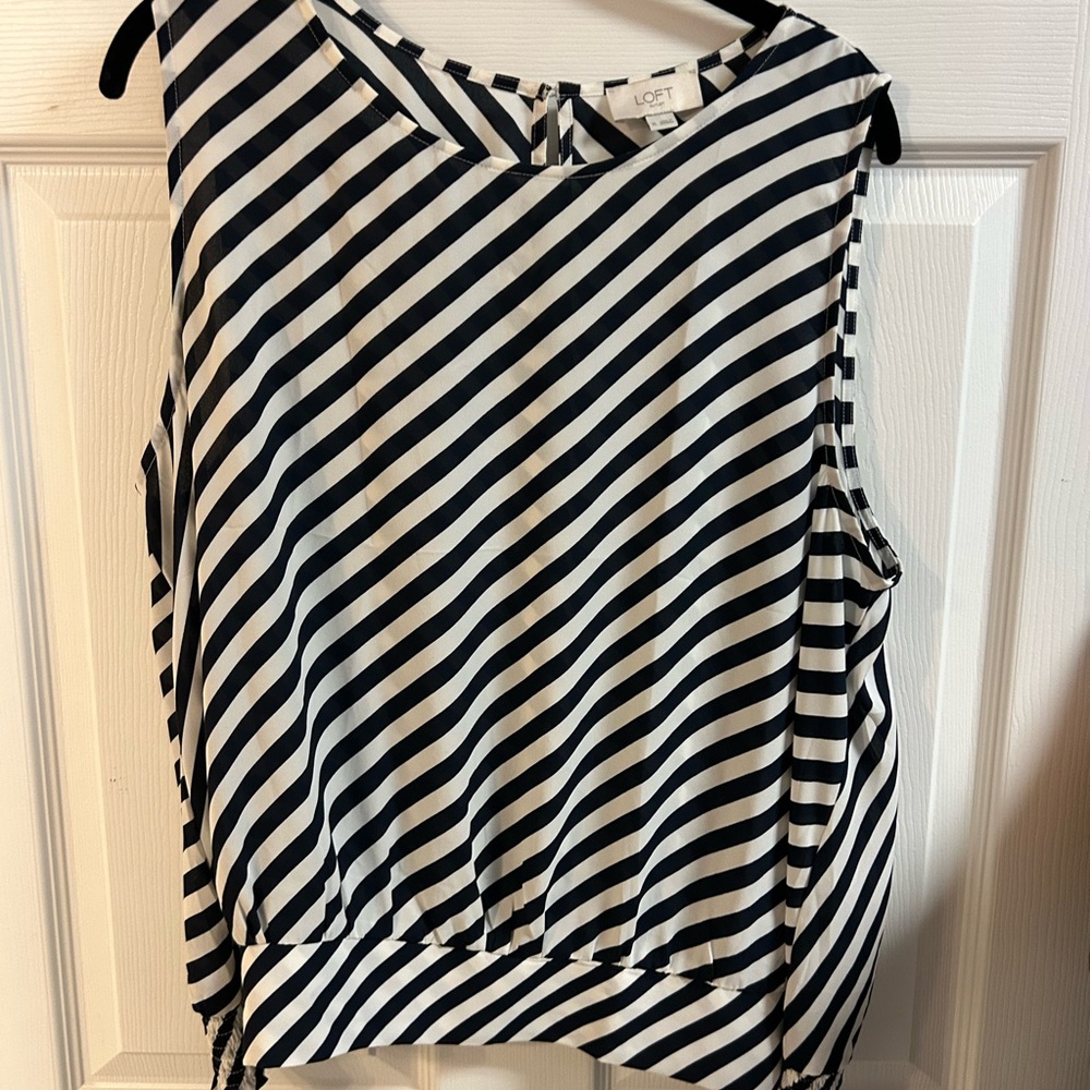 LOFT Diagonal Striped Sleeveless Blouse
